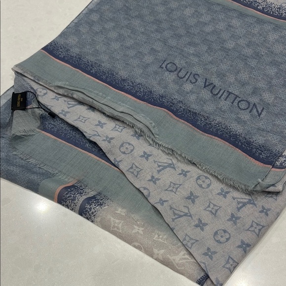 Louis Vuitton Cashmere Blue and Gray Patterned Scarf/Wrap - Picture 3 of 14